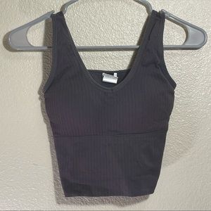 Padded crop top tight gray tank top xs/s